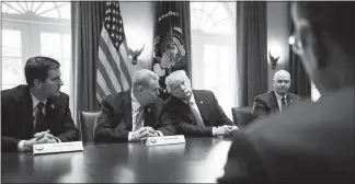  ?? TOM BRENNER / THE NEW YORK TIMES ?? President Donald Trump leads a roundtable discussion on foreign trade and steel production Wednesday in the Cabinet Room of the White House.