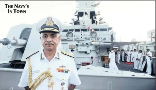  ?? PICTURE: JACQUES NAUDE ?? Vice-Admiral Girish Luthra, Flag Officer of the Indian Navy’s Western Command, on board the INS Kolkata in Durban yesterday.
The Kolkata is docked at the N-Shed passenger terminal, along with the INS Aditya and the INS Trikand, having sailed from...