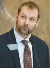  ?? TOMMY MARTINO/AP ?? Montana House Speaker Matt Regier led the move to bar Zephyr from the chamber floor.