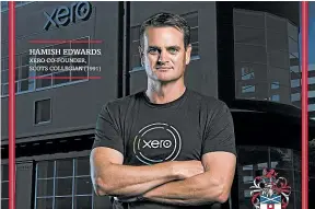  ?? ?? Xero co-founder Hamish Edwards on a Scots College billboard. Through his company Grenadier Ltd, he sought consents to build a links golf course north of Wellington.