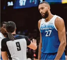  ?? Sue Ogrocki/Associated Press ?? Timberwolv­es center Rudy Gobert said he thinks the increase in legal sports gambling is having a negative effect on the NBA and that it’s “hurting our game.”