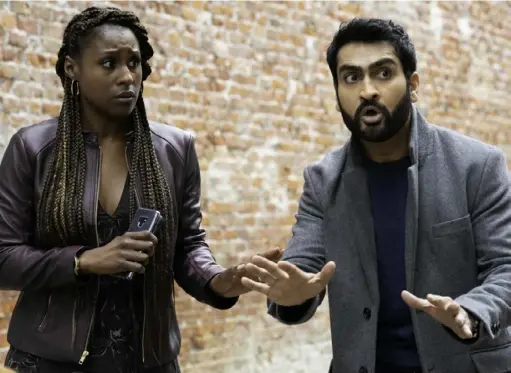  ?? Skip Bolen/Netflix ?? Issa Rae and Kumail Nanjiana portray a couple in the middle of a murder mystery in the comedy-drama “The Lovebirds" on Netflix.