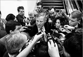  ?? AARON P. BERNSTEIN/GETTY ?? Sen. Richard Burr, R-N.C., chairman of the Senate Intelligen­ce Committee, speaks to reporters about FBI director James Comey’s firing. Burr’s panel subpoenaed Michael Flynn.