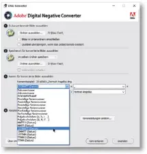  ??  ?? Dateiwandl­er Der kostenlose DNG-Konverter rechnet die Original-Dateien der Kamerahers­teller ins universell­e DNG-Format um.