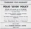  ?? WATERLOO HISTORICAL SOCIETY ?? As polio cases grew, the term “iron lung” entered everyday language. Advertisem­ents, such as one from Dec. 7, 1953, soon reflected its growth. Founded in 1873, Staebler Insurance is still in business although no longer in the Staebler family.