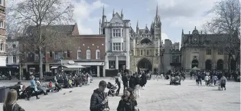  ??  ?? Cathedral Square on Monday as shoppers returned to the city.