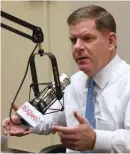  ?? — jack.encarnacao@bostonhera­ld.com STAFF PHOTO BY ANGELA ROWLINGS ?? WAITING GAME: Mayor Martin J. Walsh, speaking during an appearance on Boston Herald Radio yesterday, isn’t ready to endorse anyone in the 2018 race for governor.