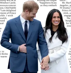  ?? PHOTO: GETTY IMAGES ?? Engaged: Prince Harry and Meghan Markle this week