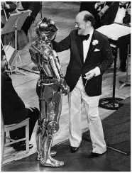  ??  ?? Screen icons: Delia Derbyshire in the BBC Radiophoni­c Workshop; (above) John Williams with C-3PO at The Boston Pops, 1980