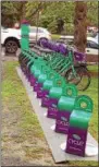  ?? FILE PHOTO ?? Bike racks like this one in Albany’s Washington Park can be found in four Capital Region cities hosting CDPHP Cycle!, the Capital District Transporta­tion Authority’s new bike-share program.