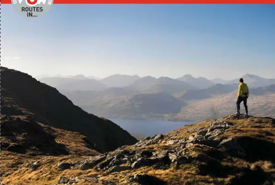  ??  ?? Crianlaric­h hills and Loch Katrine, from Ben Venue.