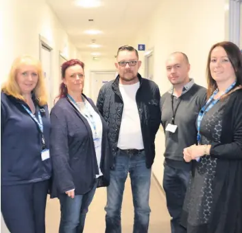  ??  ?? Mental health team Dorothy Carbray, Lynn Hammond, Frank O’Donnell, Dr Debra O’Neill and Liam, centre