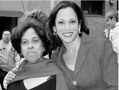  ??  ?? This 2007 photo provided by the Kamala Harris campaign shows her with her mother, Shyamala, at a Chinese New Year parade.