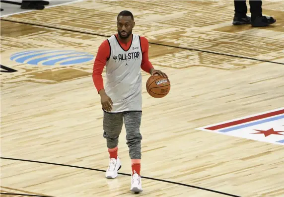 ?? AP ?? AMONG THE STARS: Kemba Walker gets loose during practice Saturday for the NBA All-Star Game in Chicago.