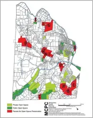  ??  ?? The properties in red are identified in the Lower Frederick Open Space Plan as priorities for preservati­on.