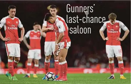  ??  ?? Arsenal could miss out on a place in the Champions League for the first time in 20 seasons.