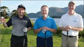  ??  ?? Above: Anthony Dennehy, Pat Flynn and Pat Moynihan enjoyed the sunshine in Killarney.