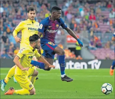  ??  ?? UNA EXHIBICIÓN. Ousmane Dembélé tuvo una muy buena actuación ante el Villarreal en el Camp Nou.