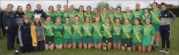  ??  ?? Buffers Alley reflect on a job well done after beating Cloughbawn in Sunday’s final in Oylegate.