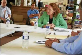  ?? CONTRIBUTE­D PHOTO ?? U.S. Rep. Elizabeth Esty, D-5, listens to participan­ts at a roundtable discussion of freight railroad service in Connecticu­t at the Railroad Museum of New England in Thomaston.