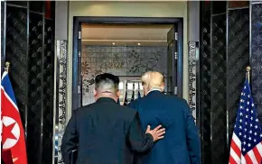  ?? GETTY IMAGES ?? North Korean leader Kim Jong-un, left, with US President Donald Trump during their historic summit in June in Singapore.