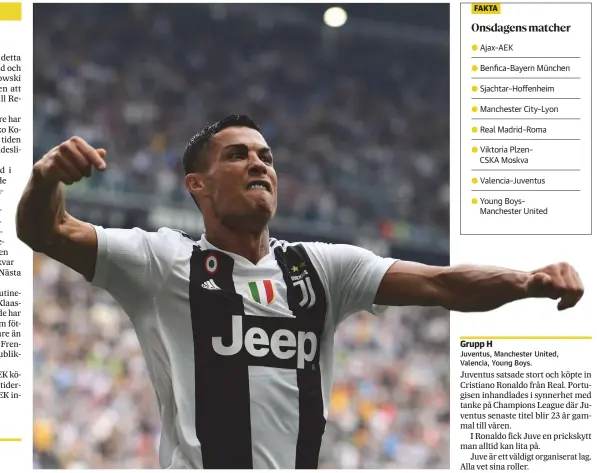  ?? FOTO: LEHTIKUVA/AFP/MIGUEL MEDINA ?? Cristiano Ronaldo köptes till Juventus för att skjuta den gamla damen till Fotbollseu­ropas tyngsta titel.