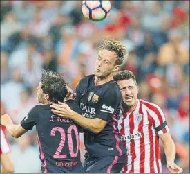  ?? FOTO: EFE ?? Sergi Roberto y Rakitic, en la imagen con Laporte, firmaron un gran encuentro