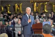  ??  ?? Democratic presidenti­al candidate, former Vice President Joe Biden speaks during a campaign rally at Sparks High School in Sparks, Nev., on Jan. 10.