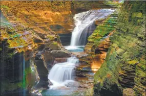  ?? CM Communicat­ions / Contribute­d photo ?? A waterfall at Watkins Glen State Park, a short distance from Lake Seneca.