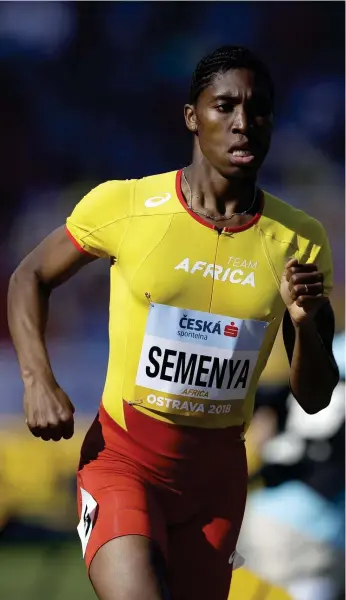  ?? FOTO: AP/PETR DAVID JOSEK ?? Caster Semenya är den fjärde snabbaste genom tiderna på sin favoritstr­äcka 800 meter.