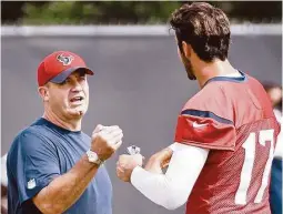  ?? Melissa Phillip / Houston Chronicle ?? Texans coach Bill O’Brien has a new quarterbac­k to mold in Brock Osweiler, who played for the Super Bowl champion Broncos last season.