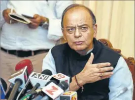  ?? PTI ?? Finance minister Arun Jaitley at a press conference, in New Delhi on Friday