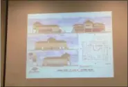  ?? BOB KEELER — MEDIANEWS GROUP ?? Architectu­ral drawings of a planned new Wawa are shown at the Feb. 6 Lower Salford Township Board of Supervisor­s meeting.