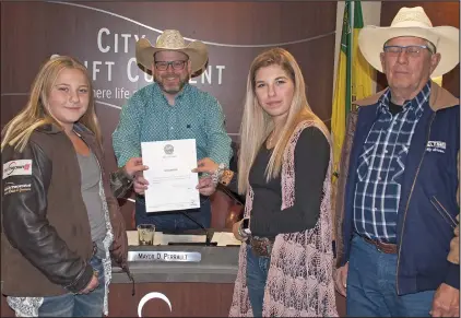  ?? SOUTHWEST BOOSTER PHOTO ?? The City of Swift Current proclaimed the week of October 14 to 20 as Canadian Finals Rodeo Week at a recent Swift Current City Council meeting.