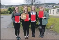  ?? 06_a13MAMF_Fri03 ?? Brodie Crawford, Holly Renton, Eilidh Graham and Tiegan Holyroyd, who were placed in the vocal solo Gaelic secondary competitio­n.