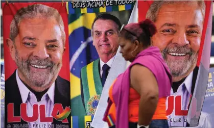  ?? Photograph: Eraldo Peres/AP ?? Towels emblazoned with election images of Luiz Inacio Lula da Silva and Jair Bolsonaro in Brasilia, Brazil.