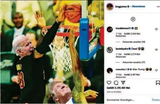  ??  ?? DPA
Lebron James feierte Joe Bidens Wahlsieg mit dieser Fotomontag­e.
INSTAGRAM