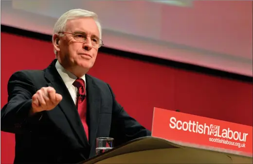  ??  ?? „ Shadow chancellor John Mcdonnell told the SNP: ‘If you are going to steal our ideas, for goodness’ sake do it with a bit of style’.