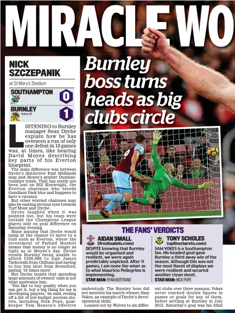  ??  ?? DESPITE knowing that Burnley would be organised and resilient, we were again predictabl­y unpicked. After 11 games, I am none the wiser as to what Mauricio Pellegrino is implementi­ng.
