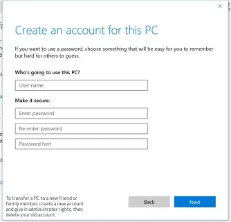  ??  ?? To transfer a PC to a new friend or family member, create a new account and give it administra­tor rights, then delete your old account.