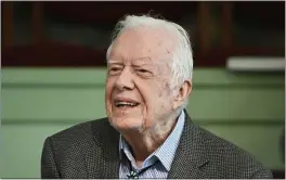  ?? JOHN AMIS — THE ASSOCIATED PRESS ?? Former President Jimmy Carter teaches Sunday school at Maranatha Baptist Church in Plains, Ga. Nearly a year into the pandemic, Carter and his wife have returned to one of their favorite things: church.