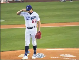  ?? KEITH BIRMINGHAM — STAFF PHOTOGRAPH­ER ?? Dodgers starting pitcher Trevor Bauer has called out Houston Astros pitchers in the past for their suspicious increases in spin rates. Now he’s being scrutinize­d for that reason.