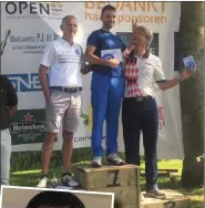  ??  ?? ABOVE and inset: Listowel’si very own DeclanDe McCarron in flying form and polepo position on the DutchDu Open podium on Sunday after hishi magnificen­t performanc­e.pe