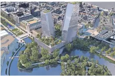  ?? ANIMATION: CENTRUM/SNØHETTA/BOOMTOWN ?? Die Centrum Gruppe und Snøhetta präsentier­en ihre Projektide­e für die neue „Oper für Alle“in Düsseldorf.