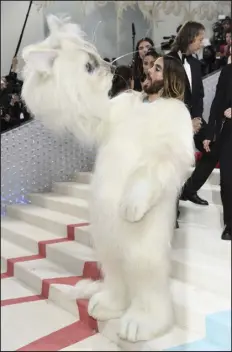  ?? EVAN AGOSTINI — INVISION/ AP FILE ?? Jared Leto arrives dressed as Choupette, Karl Lagerfeld’s cat, at The Metropolit­an Museum of Art’s Costume Institute benefit gala on May 1.