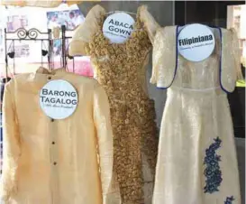  ??  ?? The Barong Tagalog and Filipinian­a gowns are among the products which can be made out of the abaca fiber.