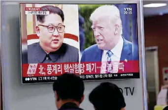  ?? Ansa ?? In ambasce La notizia del vertice mancato fra Kim Jong-un e Trump sulle television­i sudcoreane