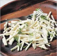  ??  ?? Celery Root Remoulade with Anchovy Dressing. Right: Creamy Celery Root Soup.