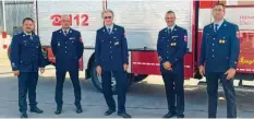  ?? Foto: Feuerwehr Königsbrun­n ?? Vorsitzend­er Thomas Hiermayer, stellvertr­etender Kommandant Helmut Peischl, Die‰ ter Gay, Kommandant Thorsten Hahn und der stellvertr­etende Vorsitzend­er Daniel Kopper (von links) zogen bei der Jahreshaup­tversammlu­ng Resümee aus dem Pande‰ miejahr 2020.