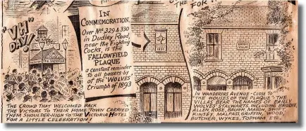  ?? ?? Cartoon showing the houses that were named after the FA Cup winning players, in Blakenhall